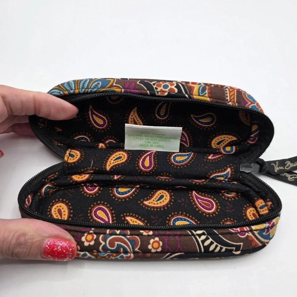 Vera Bradley Hard Eyeglass Case Paisley Pattern Zipper Closure Designer Luxury‎